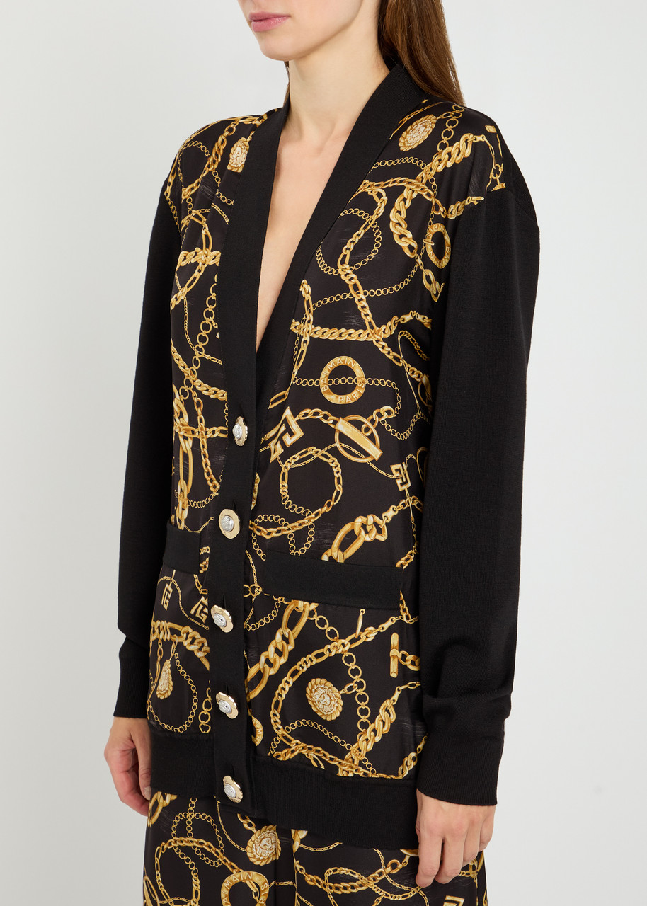 Balmain Chain Print Silk And Wool Cardigan