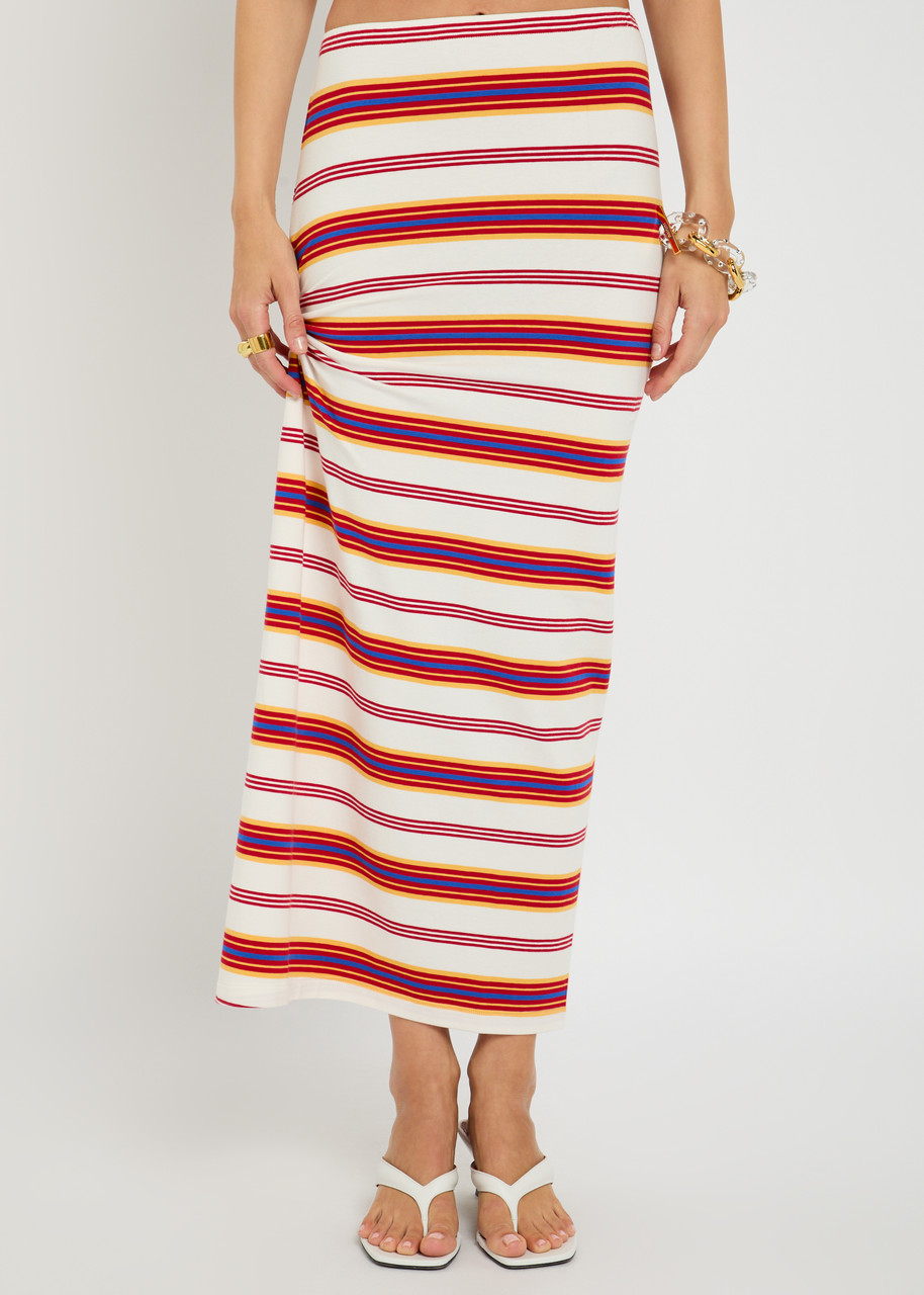Rabanne Ring-gathered Stretch-cotton Maxi Skirt In Red