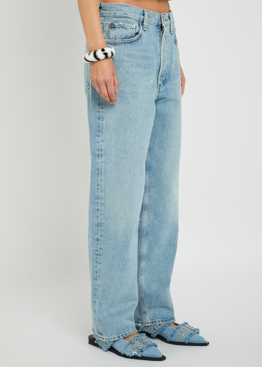 Agolde Riley Cropped Straight-leg Jeans In Blue