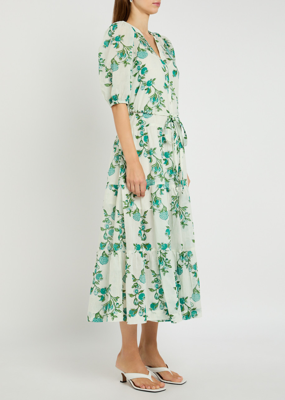 Hannah Artwear Anyeta Printed Cotton Midi Dress In Green