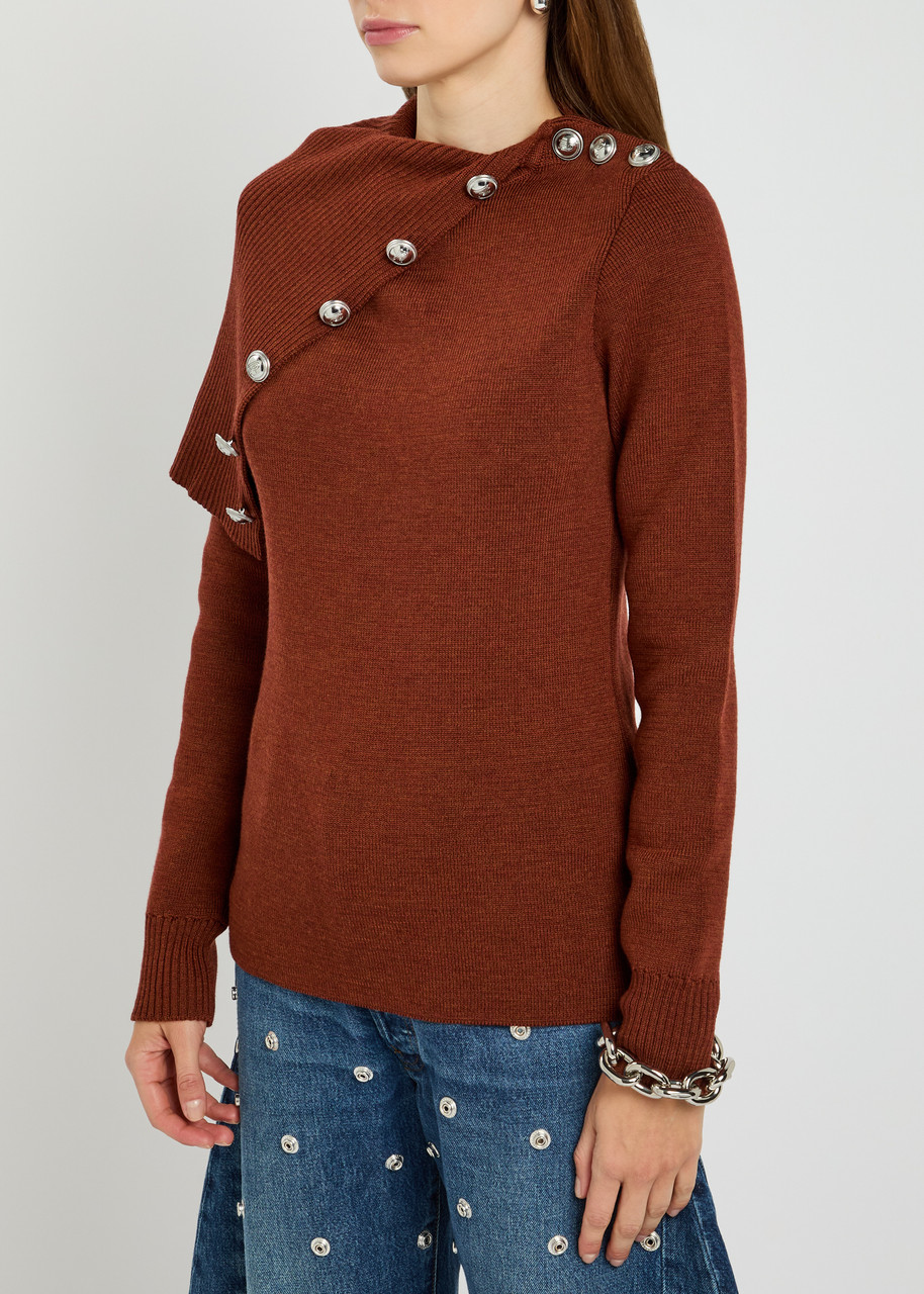Rabanne Asymmetric Merino Wool Sweater