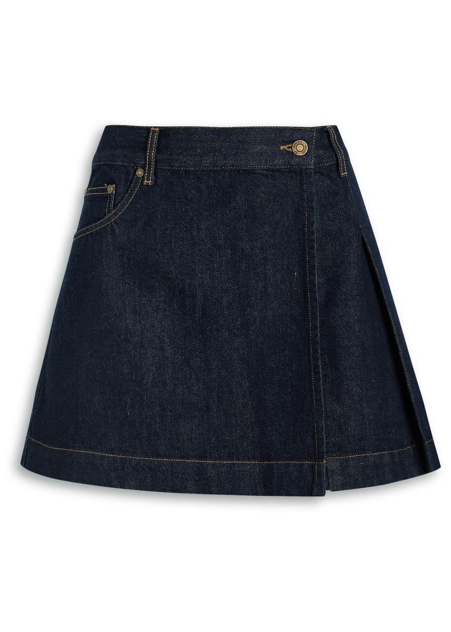 House OF Sunny Pleated Denim Mini Skirt - Indigo - 8 (UK8 / S)