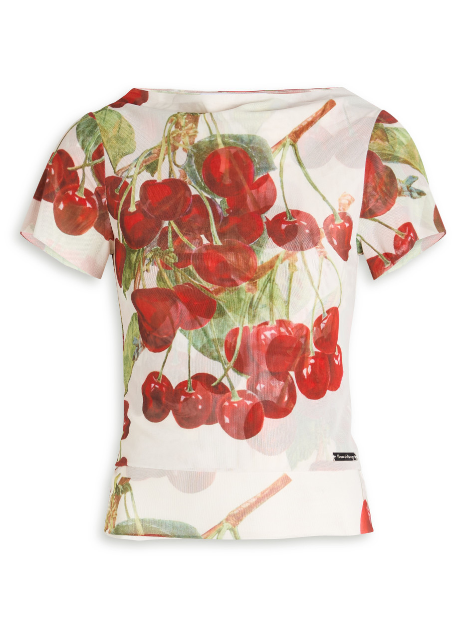 House Of Sunny The Cherry Printed Stretch-mesh Top