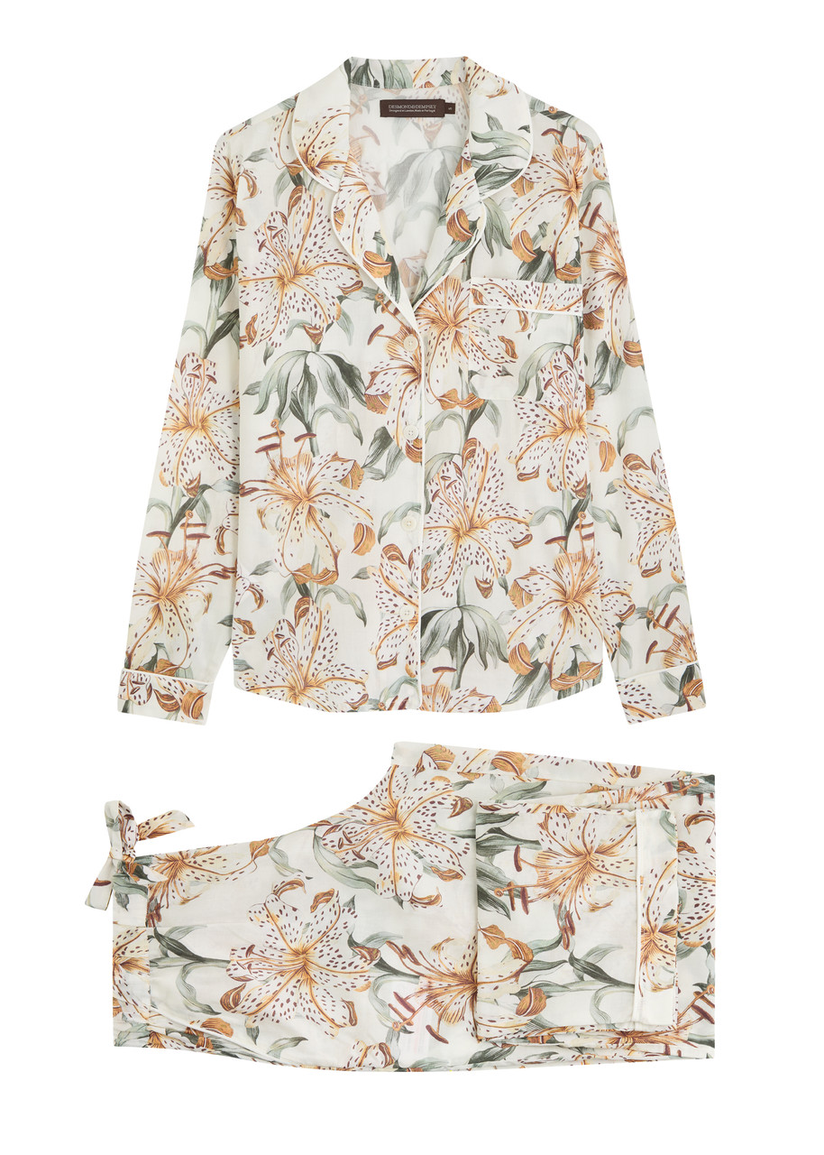 Desmond & Dempsey Floral-printed Cotton Pyjama Set In Multi