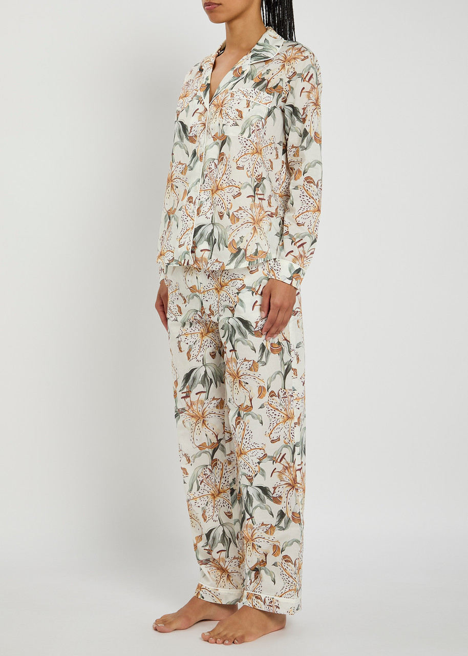 Desmond & Dempsey Floral-printed Cotton Pyjama Set In Multi