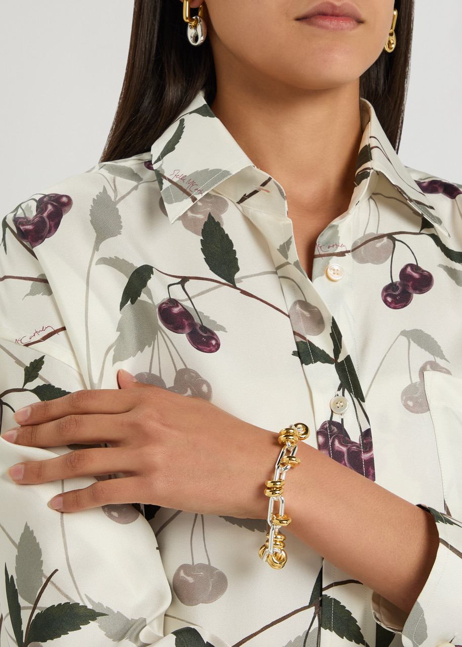 Timeless Pearly Two-tone Sterling Silver Bracelet In Gold