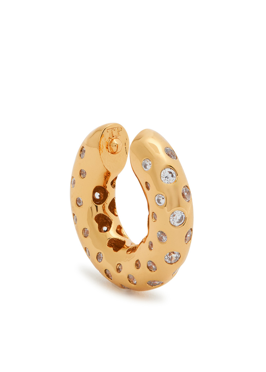 Timeless Pearly Crystal-embellished 24kt Gold-plated Ear Cuff In Gold
