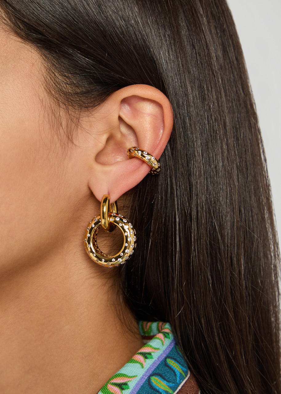 Timeless Pearly Crystal-embellished 24kt Gold-plated Ear Cuff In Gold
