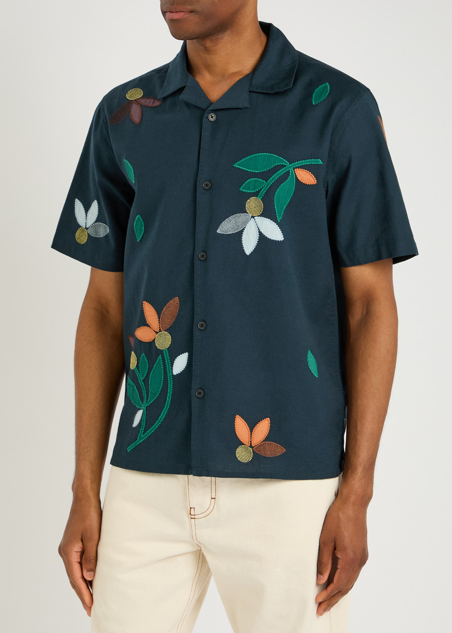 Wax London Didcot Embroidered Cotton-blend Shirt
