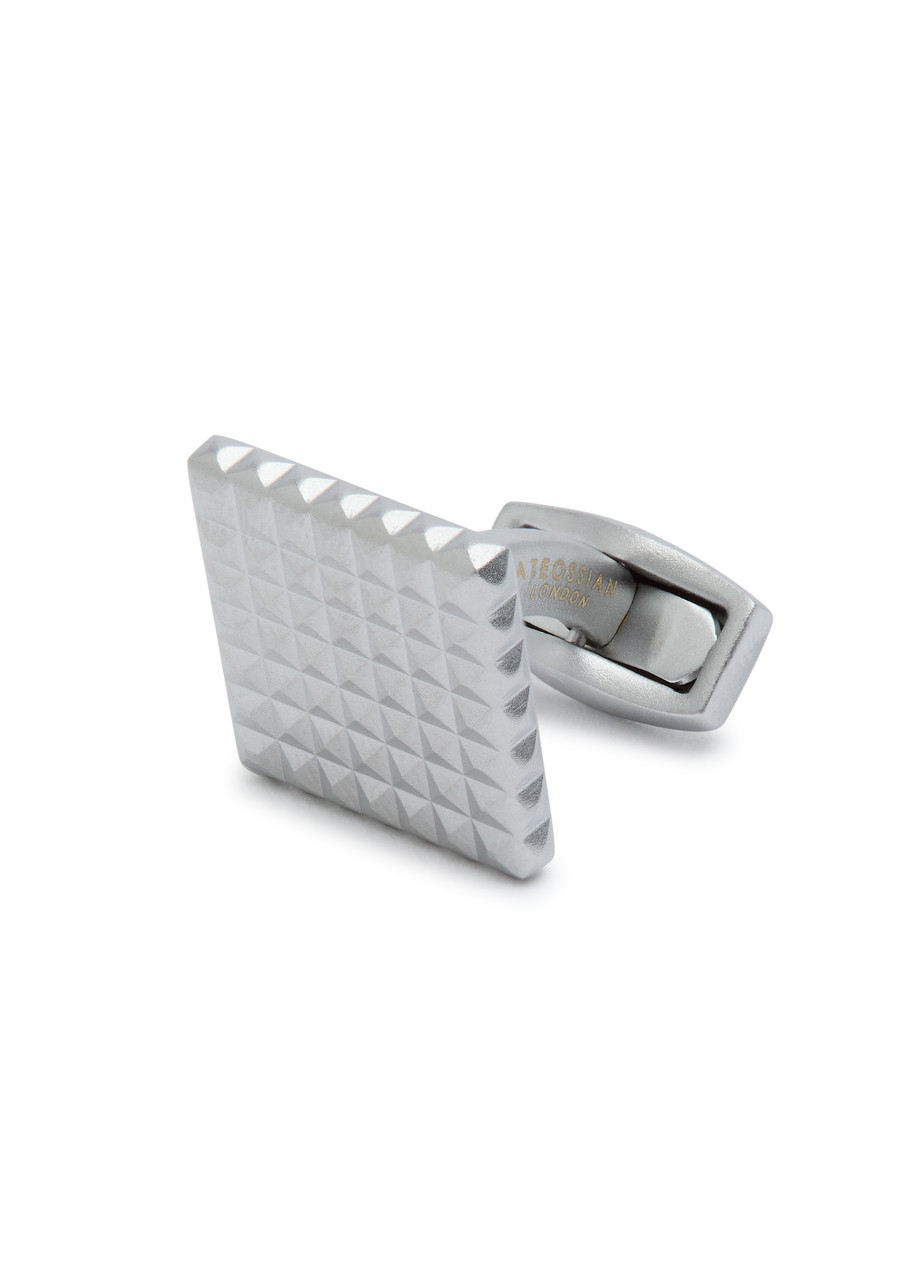 Tateossian Diamond Giza Square Palladium-plated Cufflinks In Metallic