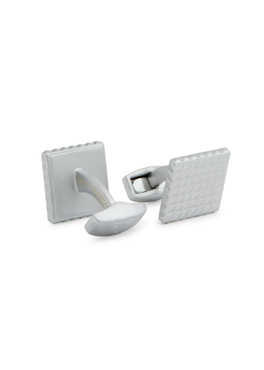 Tateossian Diamond Giza Square Palladium-plated Cufflinks In Metallic