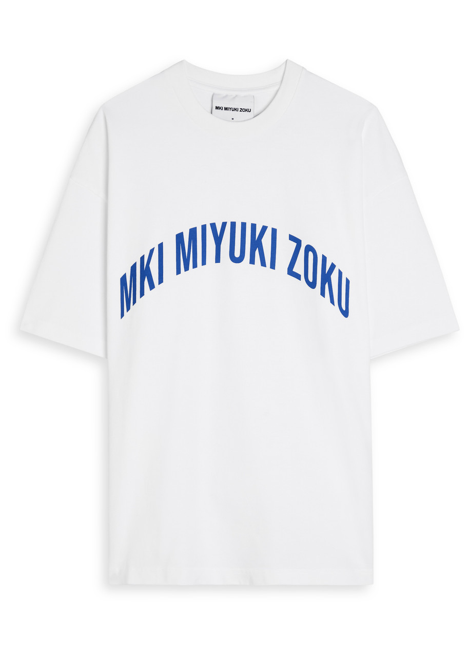 Mki Miyuki Zoku Arch Logo-print Cotton T-shirt In White