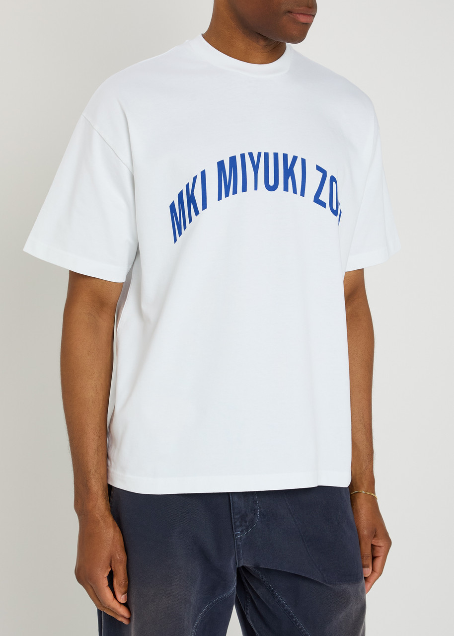 Mki Miyuki Zoku Arch Logo-print Cotton T-shirt In White
