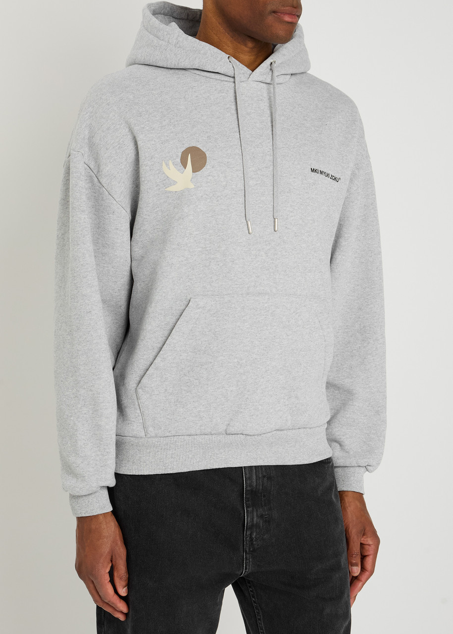 Mki Miyuki Zoku Mki Swallow Hooded Cotton-blend Sweatshirt In Gray