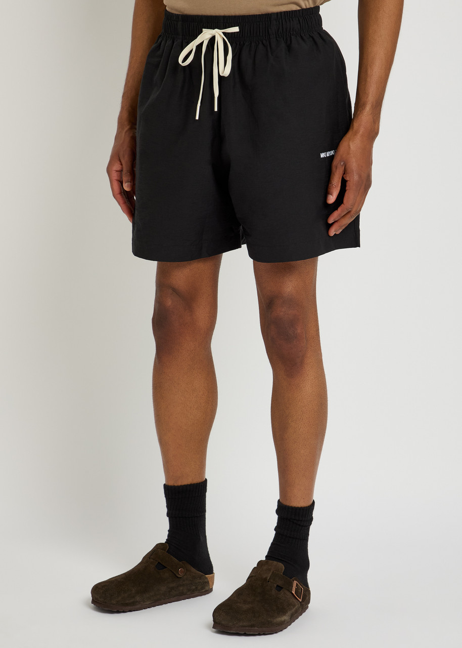 Mki Miyuki Zoku Ens Black Drawstring-waist Relaxed-fit Linen Shorts Xxl In Black