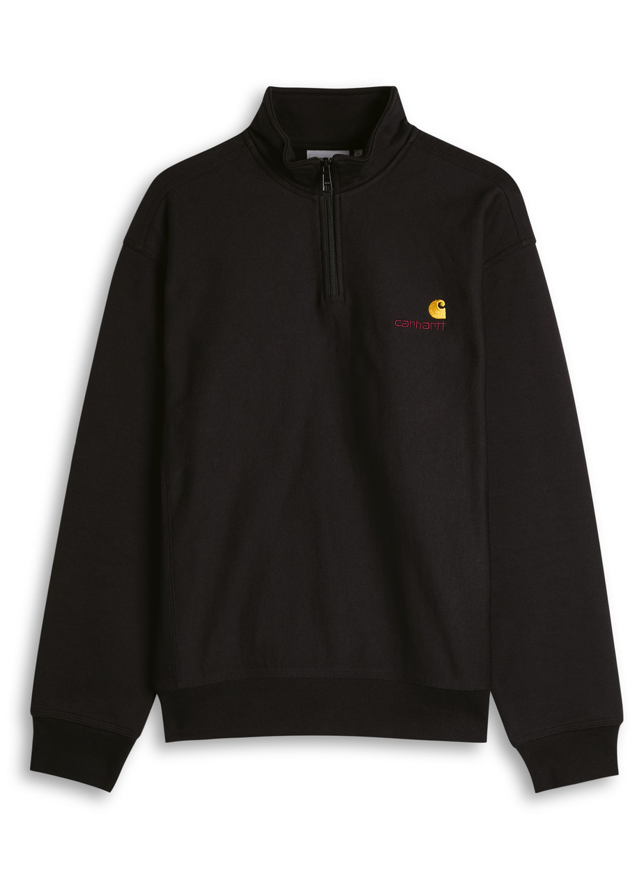 Carhartt Wip Logo-embroidered Cotton-blend Half-zip Sweatshirt - Black - XL