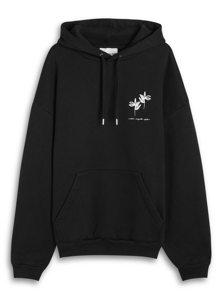 Mki Miyuki Zoku Flower Hooded Cotton-blend Sweatshirt In Black