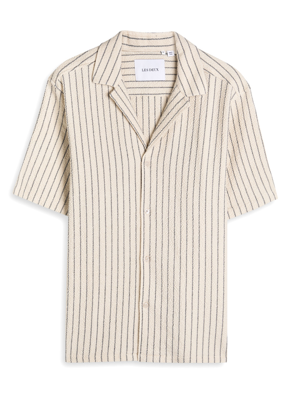 Les Deux Lesley Structured Striped Bouclé Shirt In Neutral