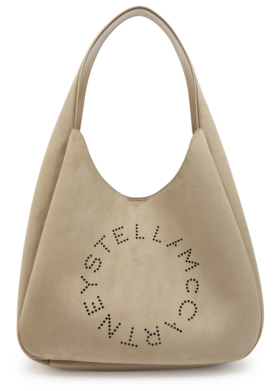 Stella Mccartney Womens Khaki Logo Hobo Faux-suede Shoulder Bag