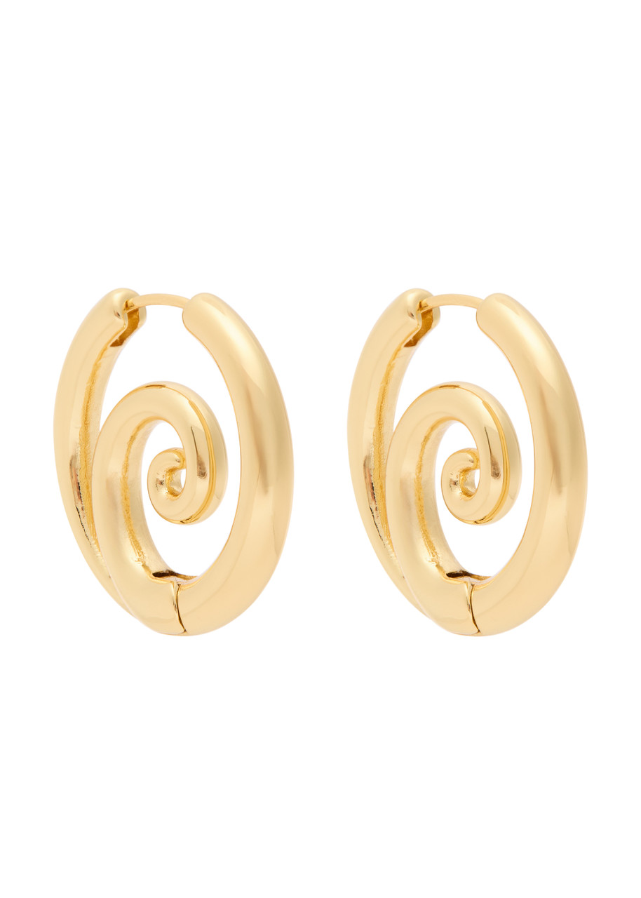 Kenneth Jay Lane Swirl 22kt Gold-plated Hoop Earrings In Gold