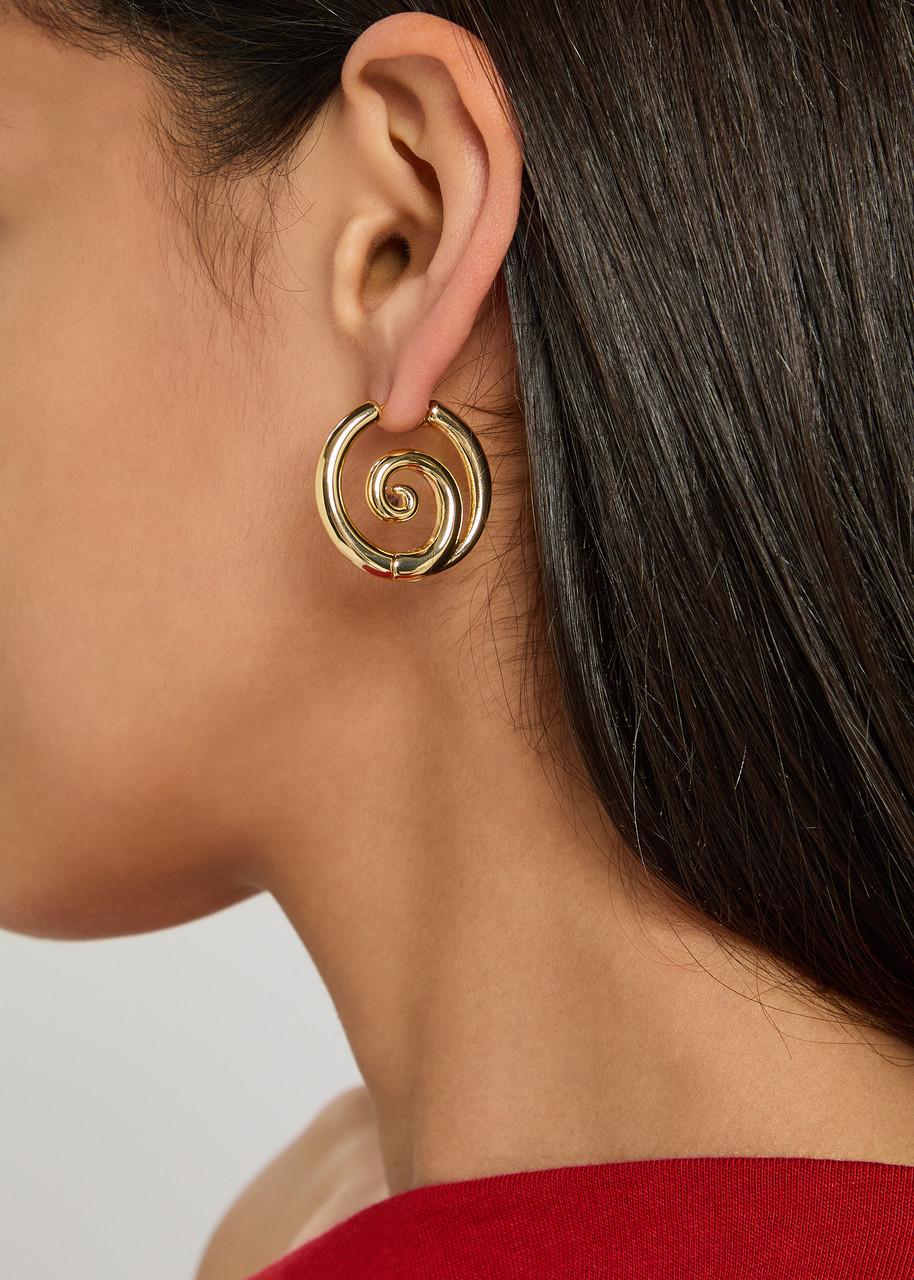 Kenneth Jay Lane Swirl 22kt Gold-plated Hoop Earrings In Gold