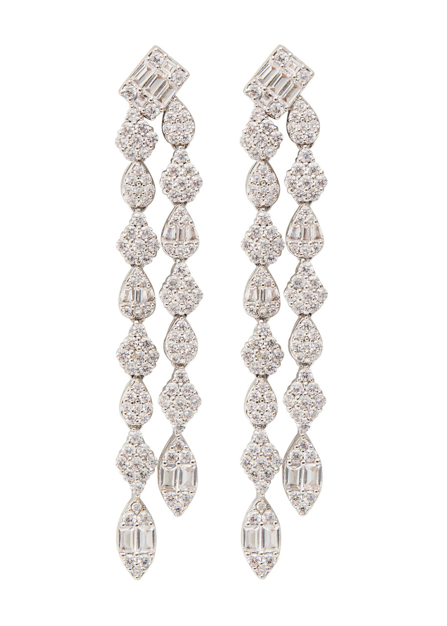Cz By Kenneth Jay Lane Crystal-embellished Rhodium-plated Drop Earrings In Metallic