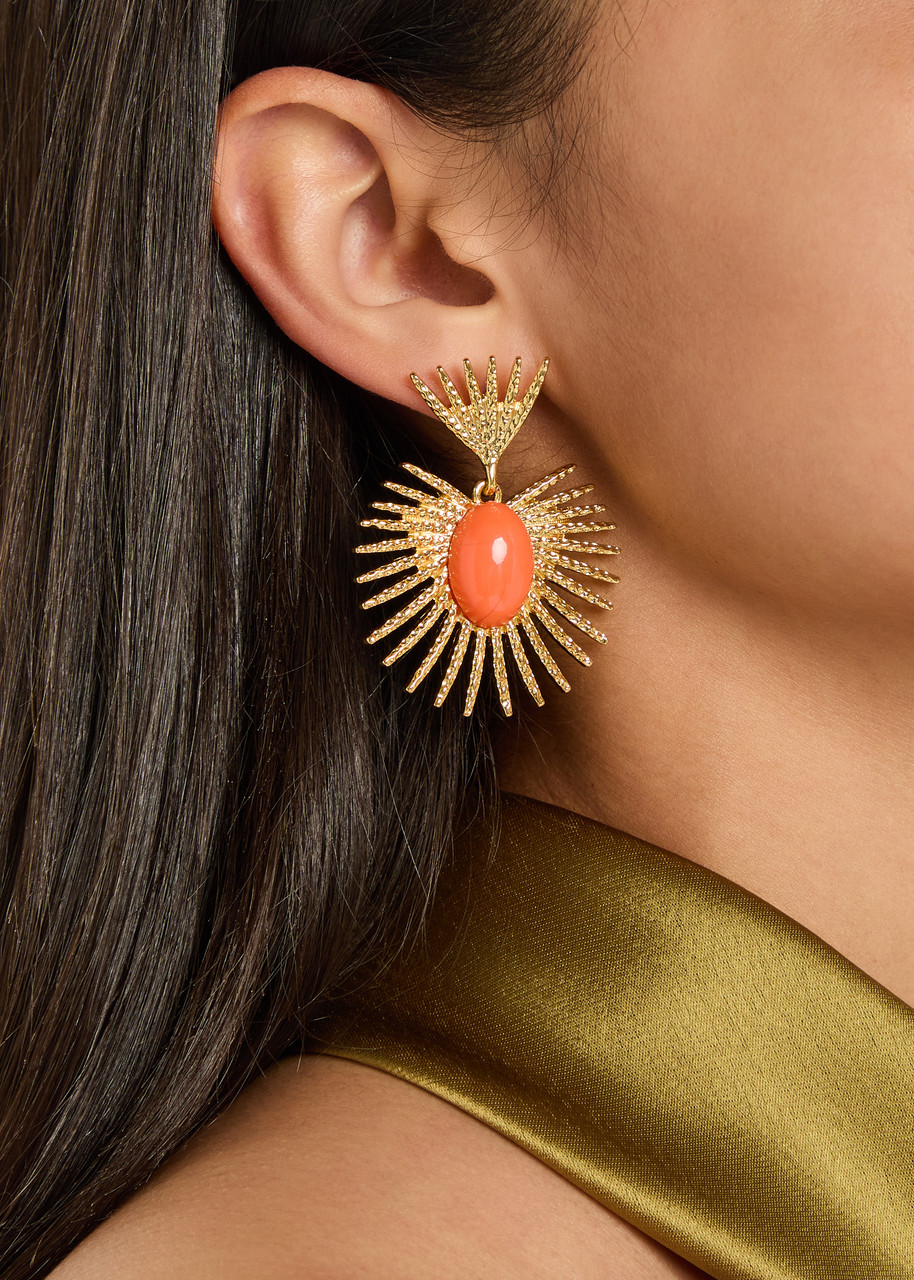 Kenneth Jay Lane Fan 22kt Gold-plated Drop Earrings In Gold