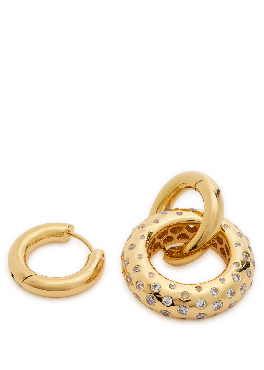  Timeless Pearly Mismatched 24kt Gold-plated Hoop Earrings - One Size 
