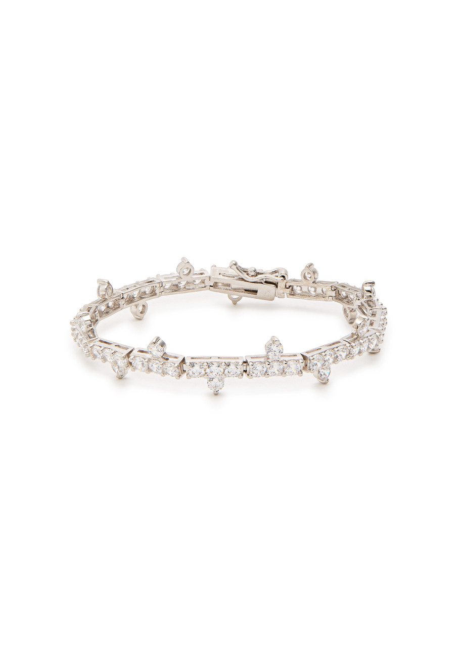 Cz By Kenneth Jay Lane Crystal-embellished Rhodium-plated Bracelet In Metallic