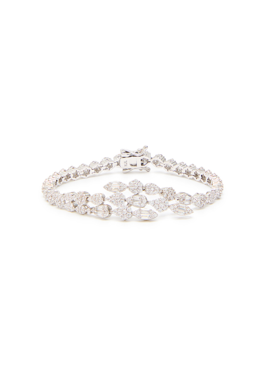Cz By Kenneth Jay Lane Crystal-embellished Rhodium-plated Bracelet In Metallic