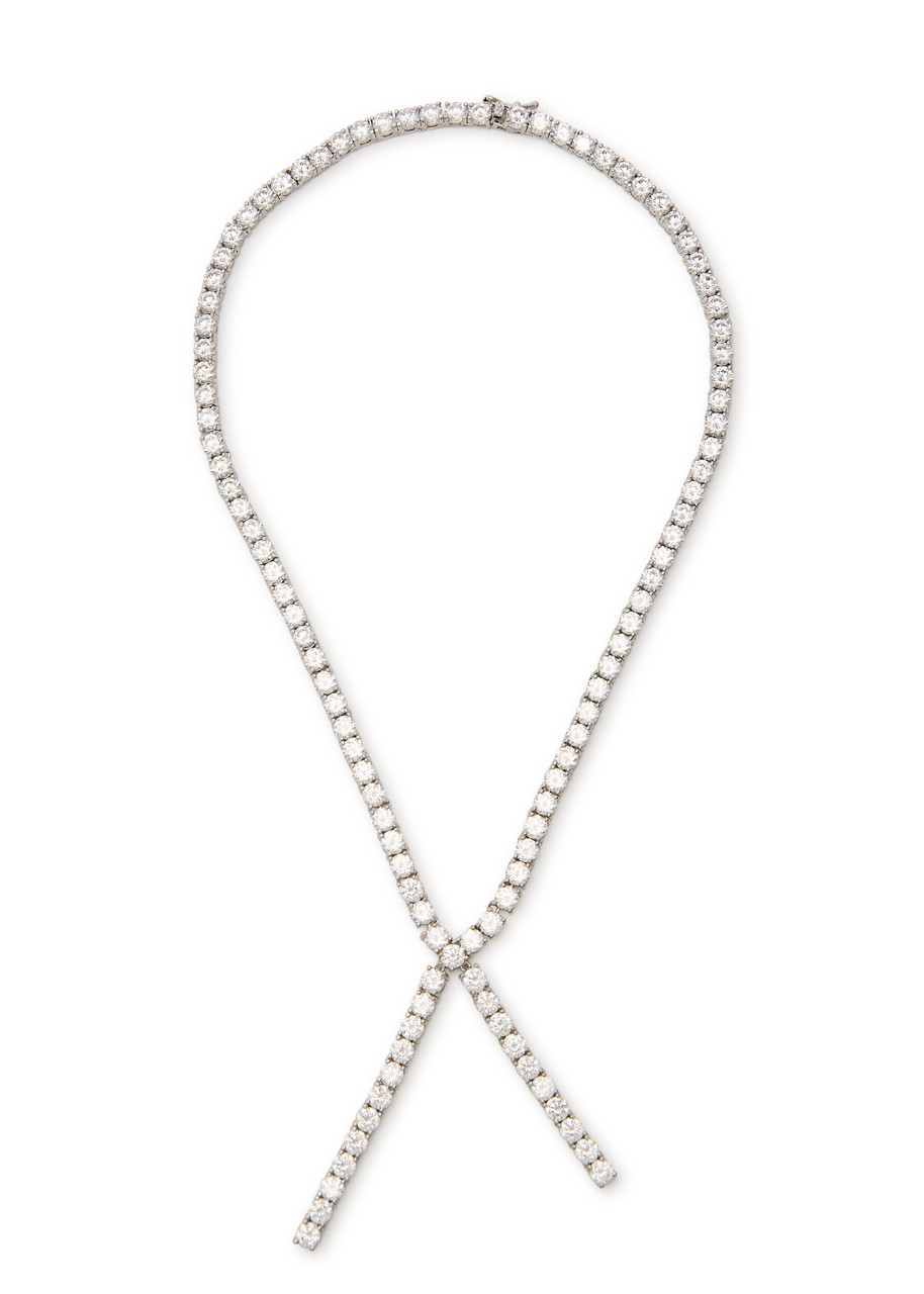 CZ BY Kenneth Jay Lane Crystal-embellished Rhodium-plated Necklace - Silver - One Size