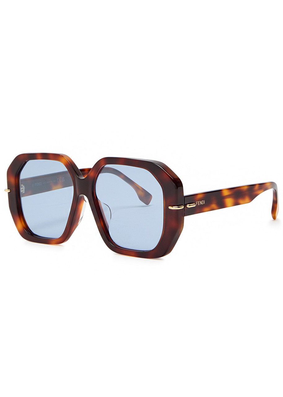 Fendi Fendi Selleria Oversized Hexagon-frame Sunglasses - Brown Havana - One Size