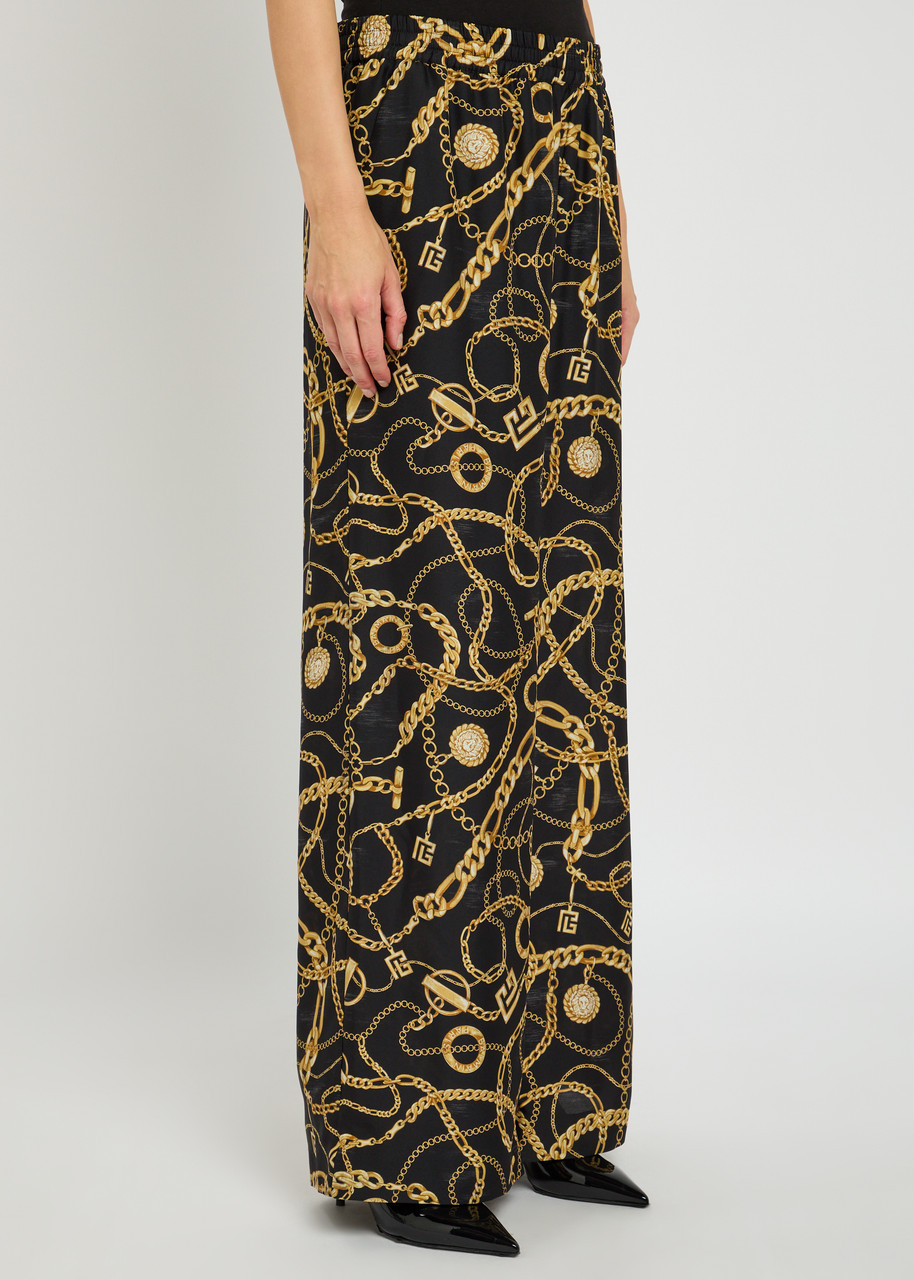Balmain Chains Patterned Flowing Printed Trousers