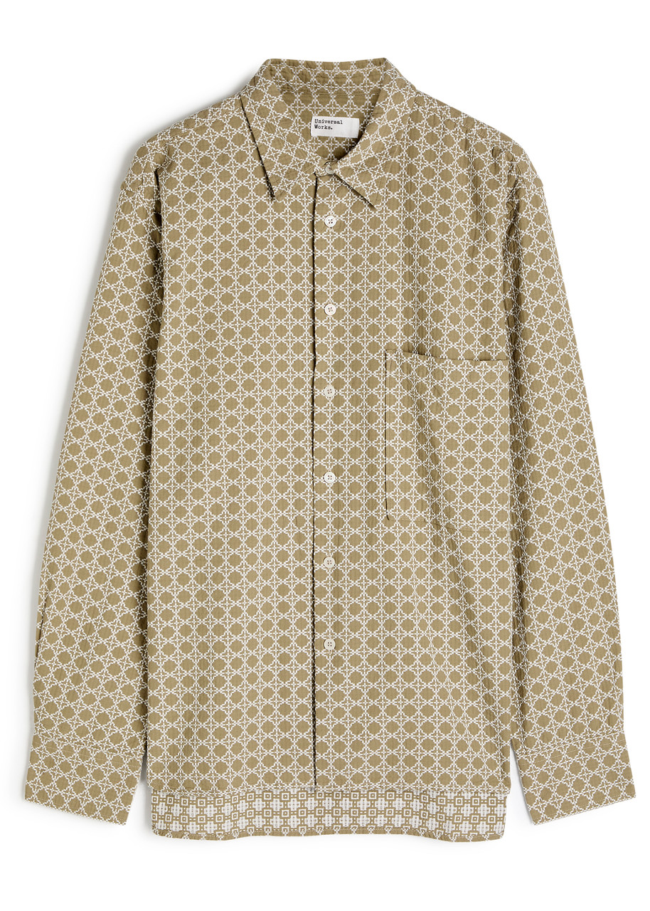 Universal Works Embroidered Woven Shirt In Brown