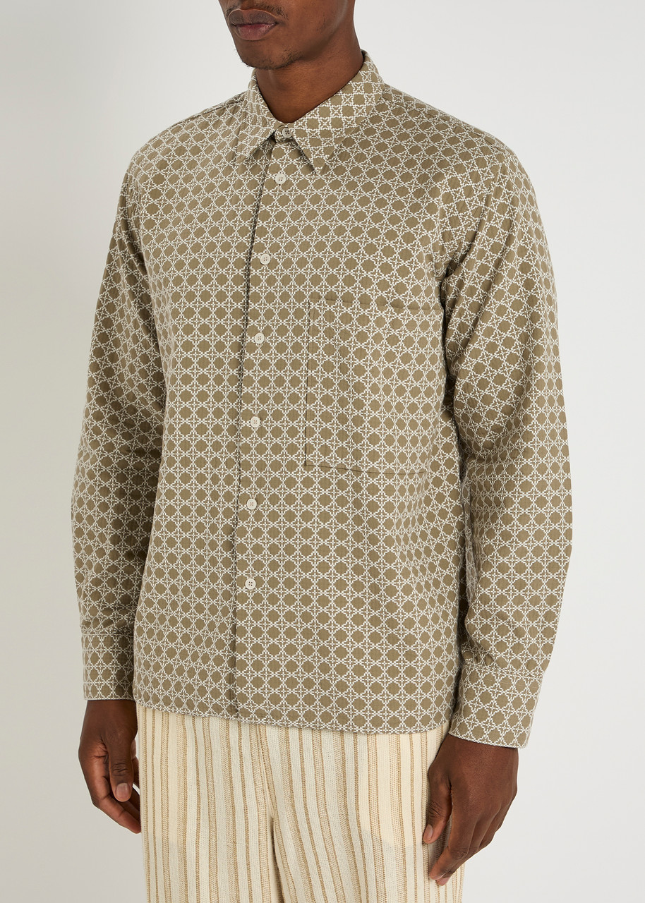 Universal Works Embroidered Woven Shirt In Brown