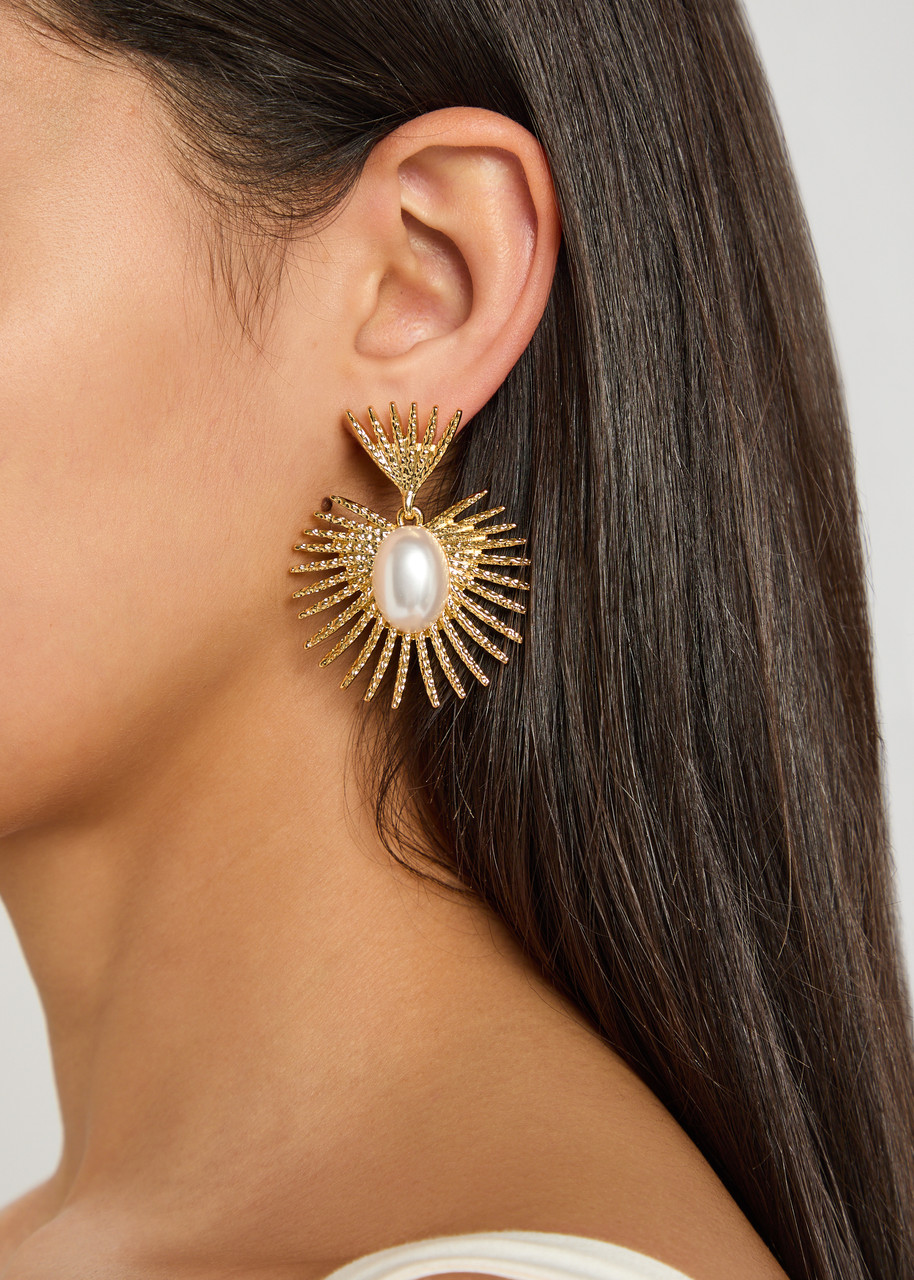 Kenneth Jay Lane Fan 22kt Gold-plated Drop Earrings
