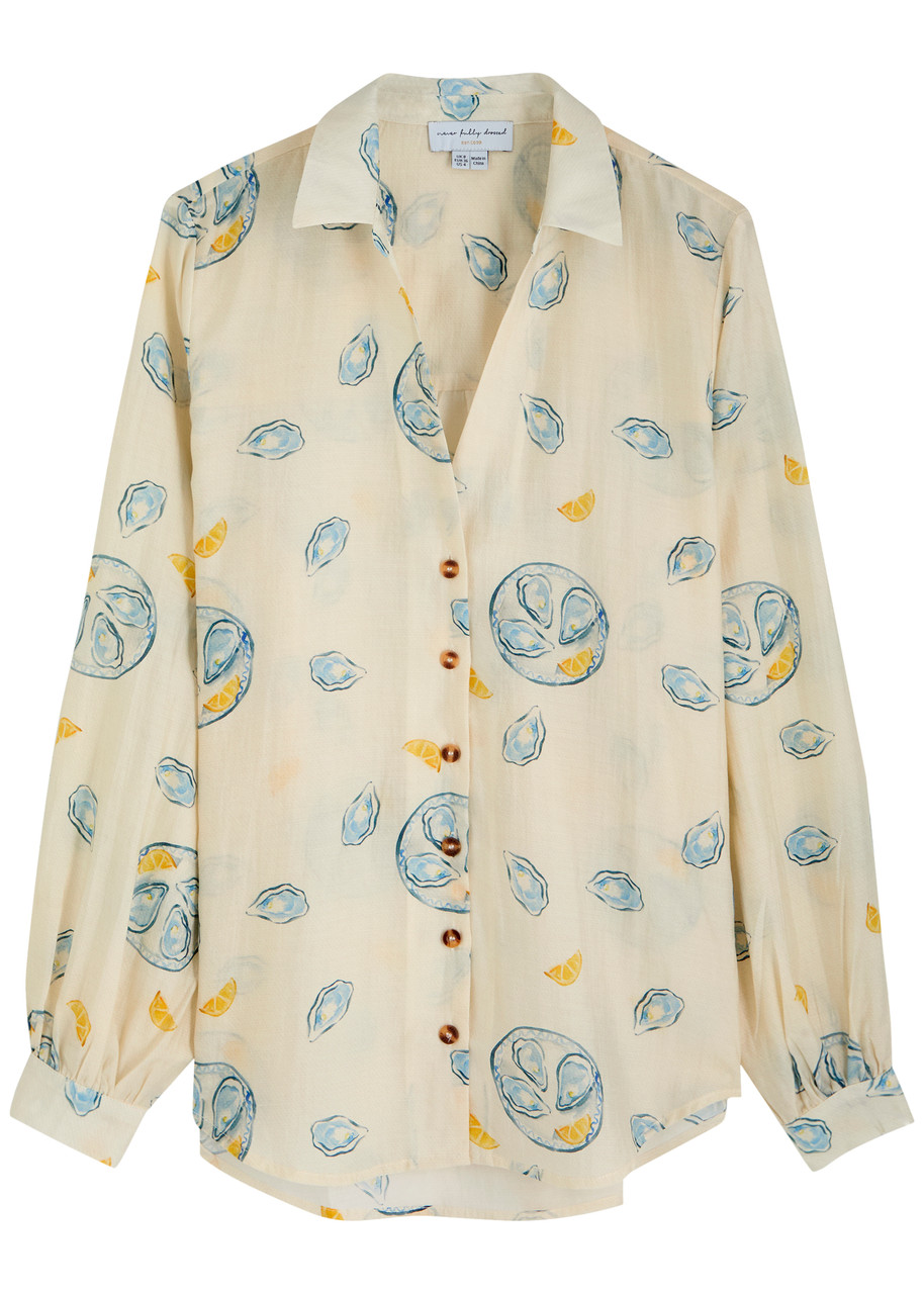 Never Fully Dressed Oyster Miley Printed Woven Shirt In Neutral