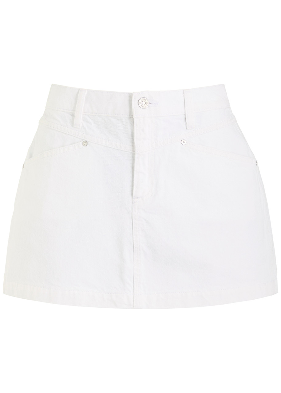 Paige Ryder Denim Mini Skirt In White