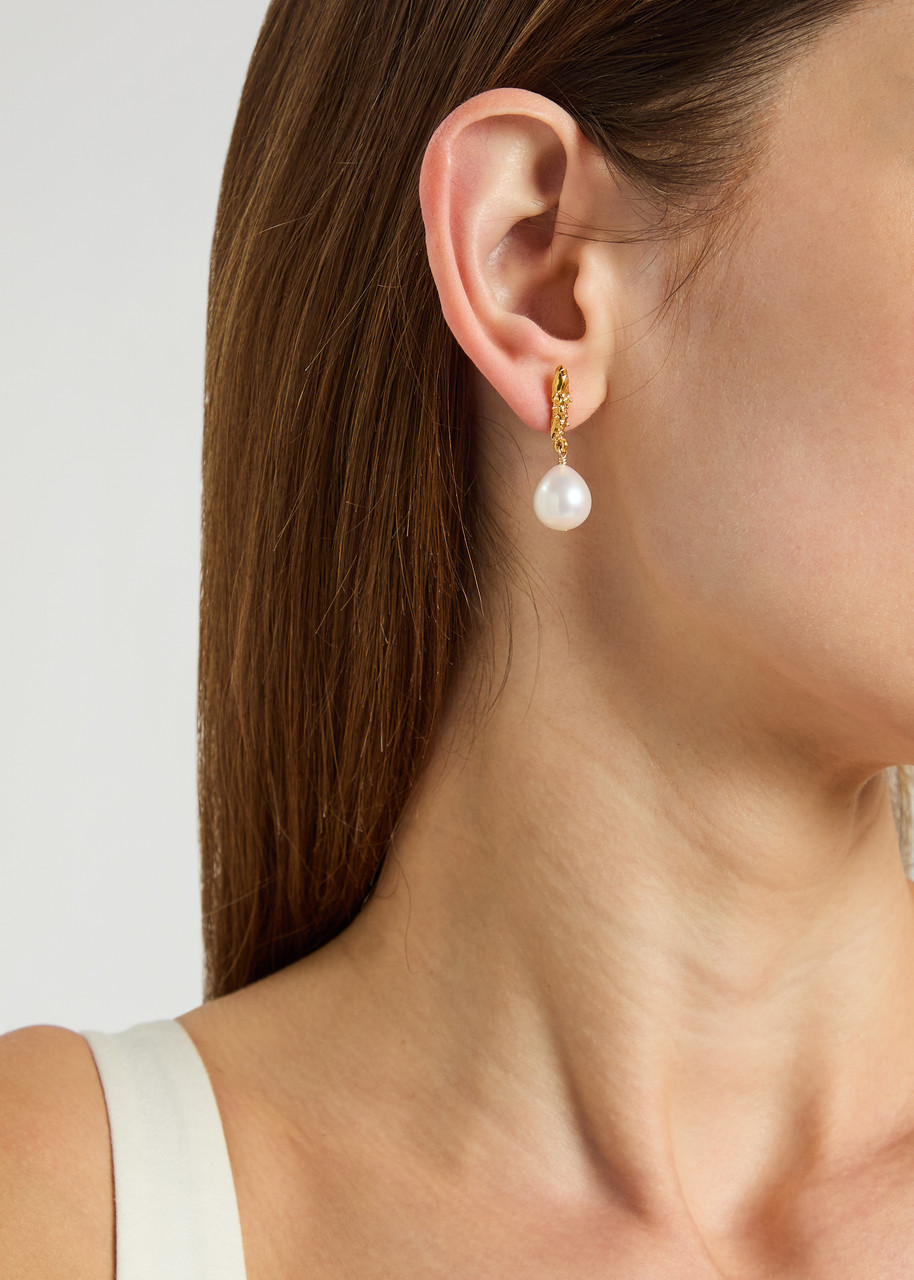 Alighieri Lustre Of Moon Pearl 24kt Gold-plated Drop Earrings