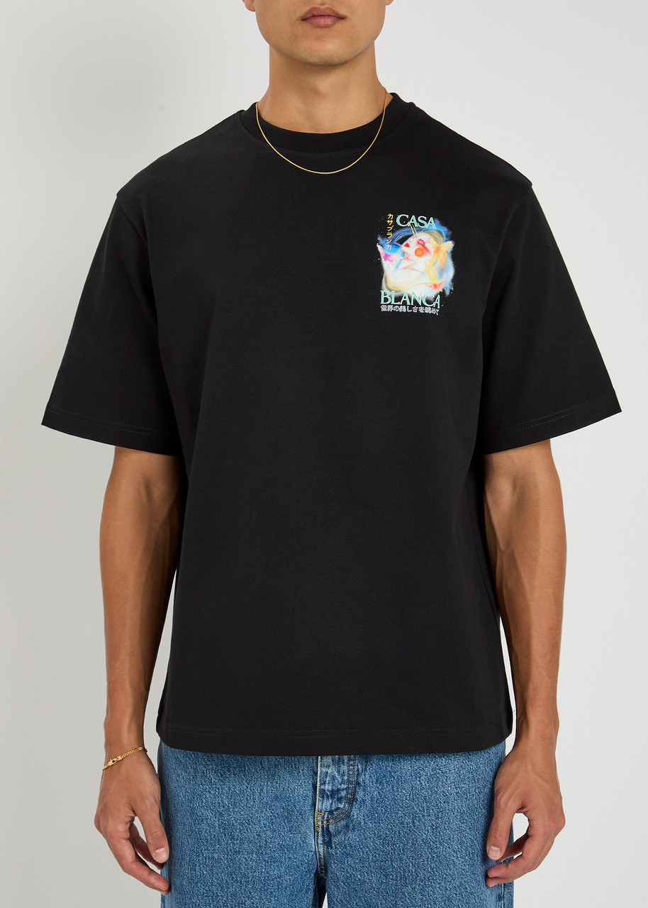 Casablanca Crew Neck Graphic Print Short Sleeves In Black