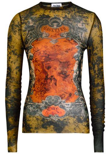 Jean-Paul GAULTIER カットソー JEAN PAUL GAULTIER Printed mesh top | Harvey Nichols