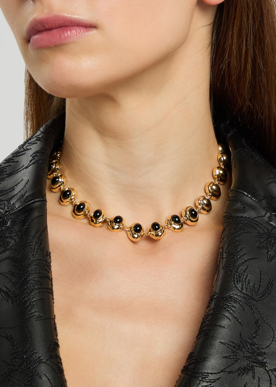 Joanna Laura Constantine Statement 18kt Gold-plated Choker In Black