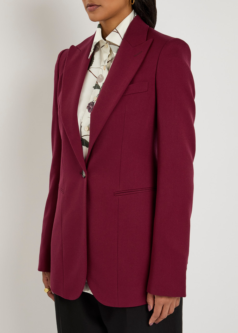 Stella Mccartney Flannel Wool Blazer In Burgundy