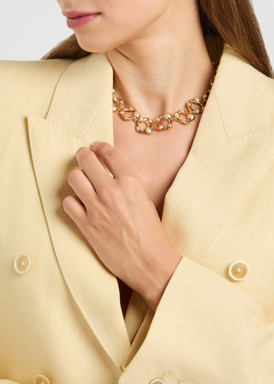 Joanna Laura Constantine Statement Wave 18kt Gold-plated Necklace