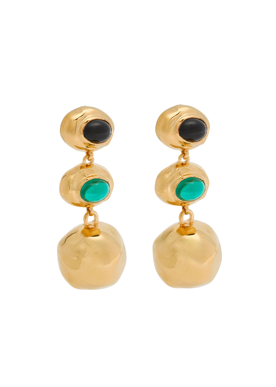 Joanna Laura Constantine Oval Cabochon 18kt Gold-plated Drop Earrings In Gold