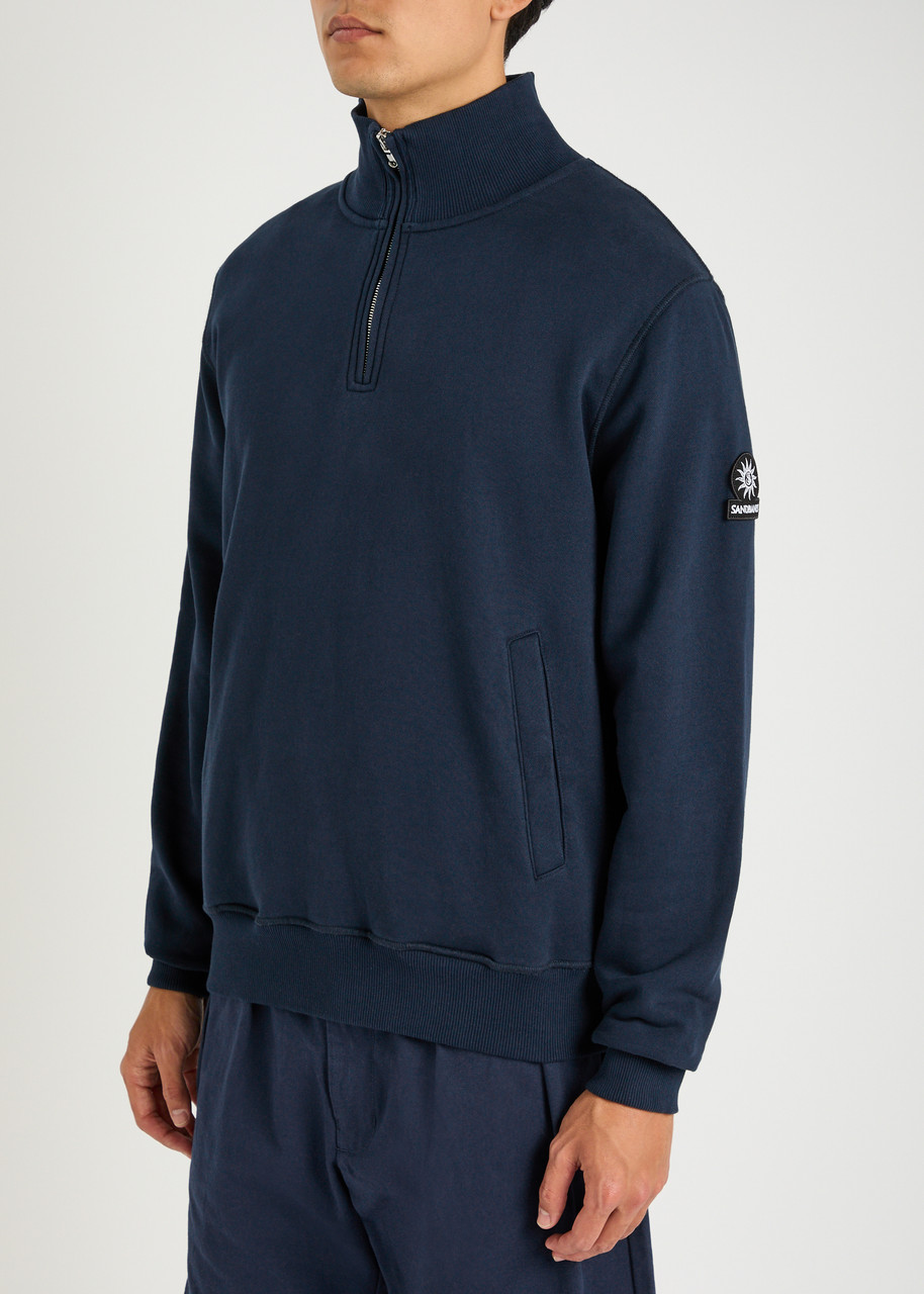 Sandbanks Cotton Half-zip Sweatshirt In Blue