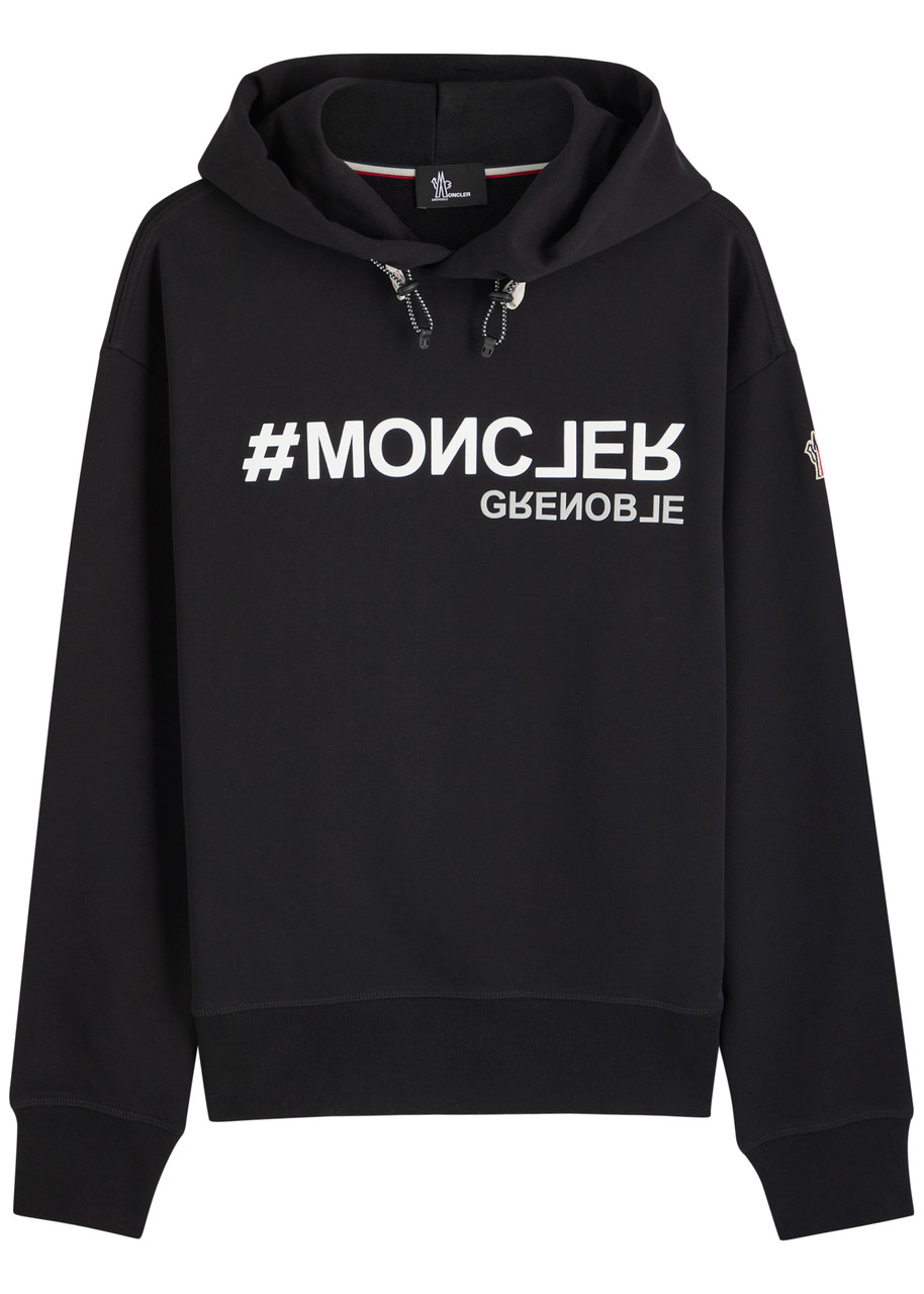 Moncler Grenoble Logo Cotton Hoodie In Black