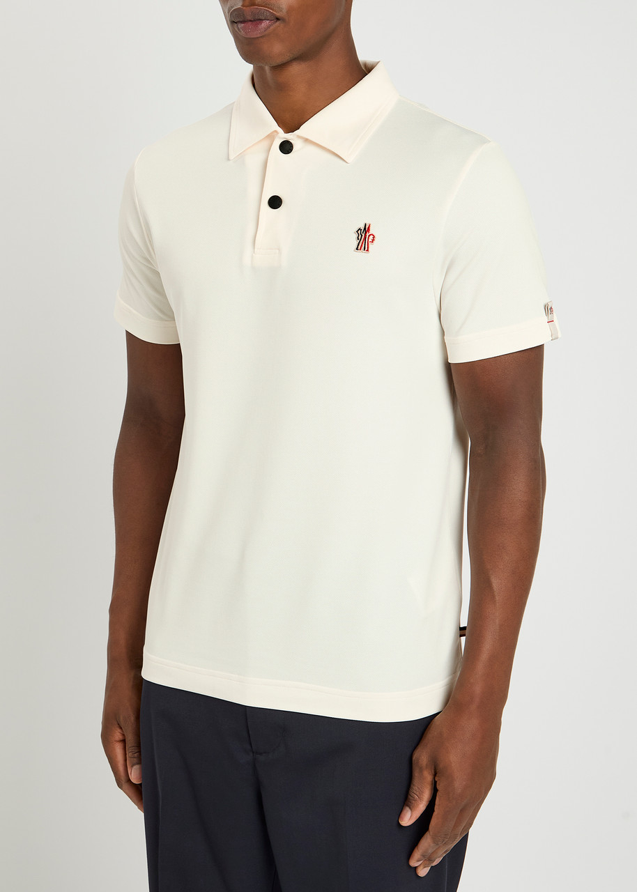 Moncler Grenoble Logo-appliqué Woven Polo Shirt In Brown