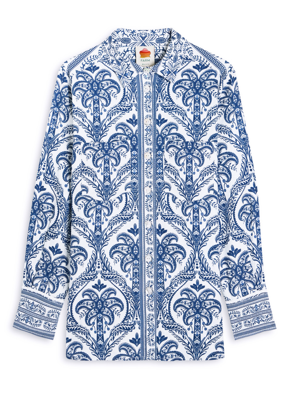 Farm Rio Tropical Printed Linen-blend Pyjama Shirt