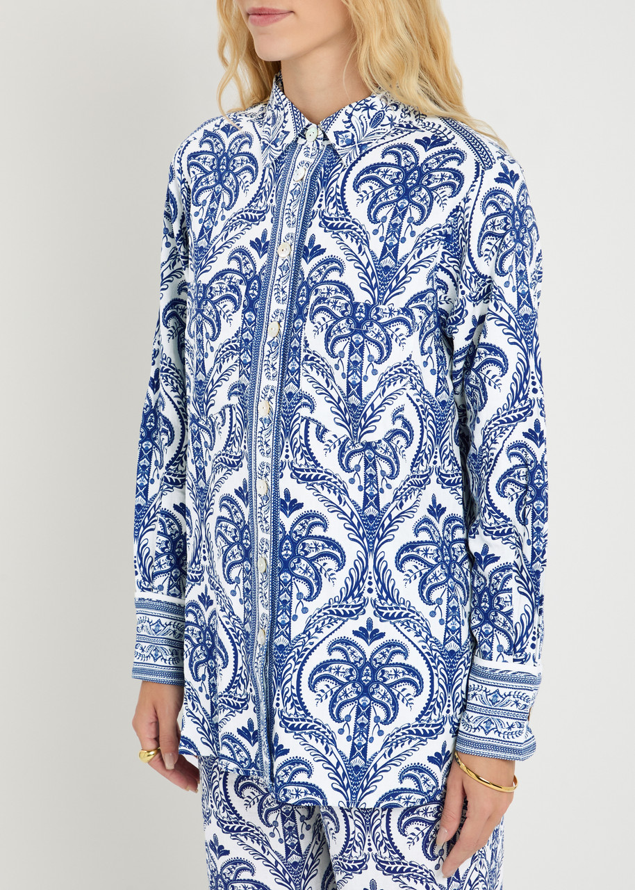 Farm Rio Tropical Printed Linen-blend Pyjama Shirt